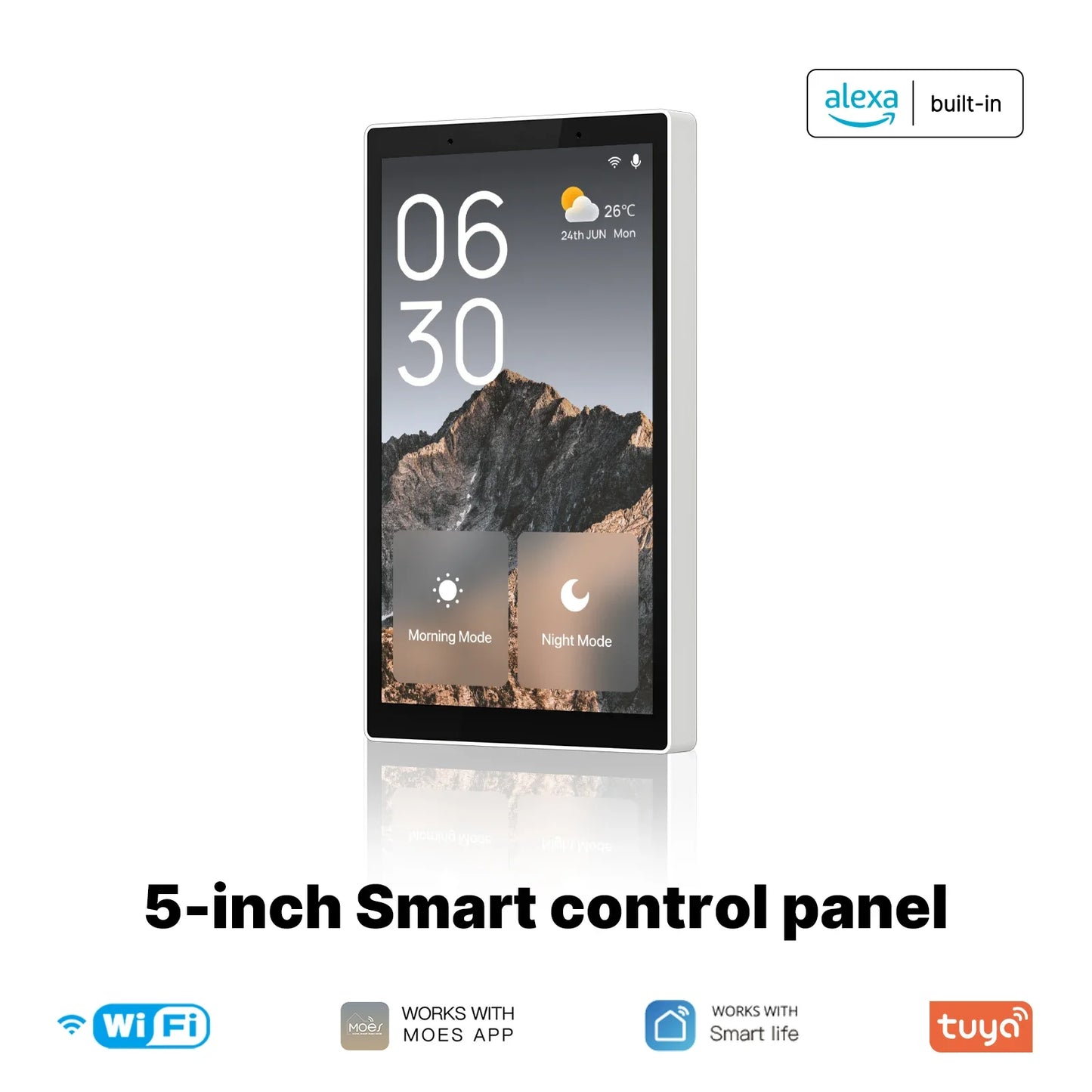 Tuya Wifi Smart 5-Inch Touch Screen US Center Control Panel Voice Control Alexa and Zigbee Gateway Built-In Scene Control